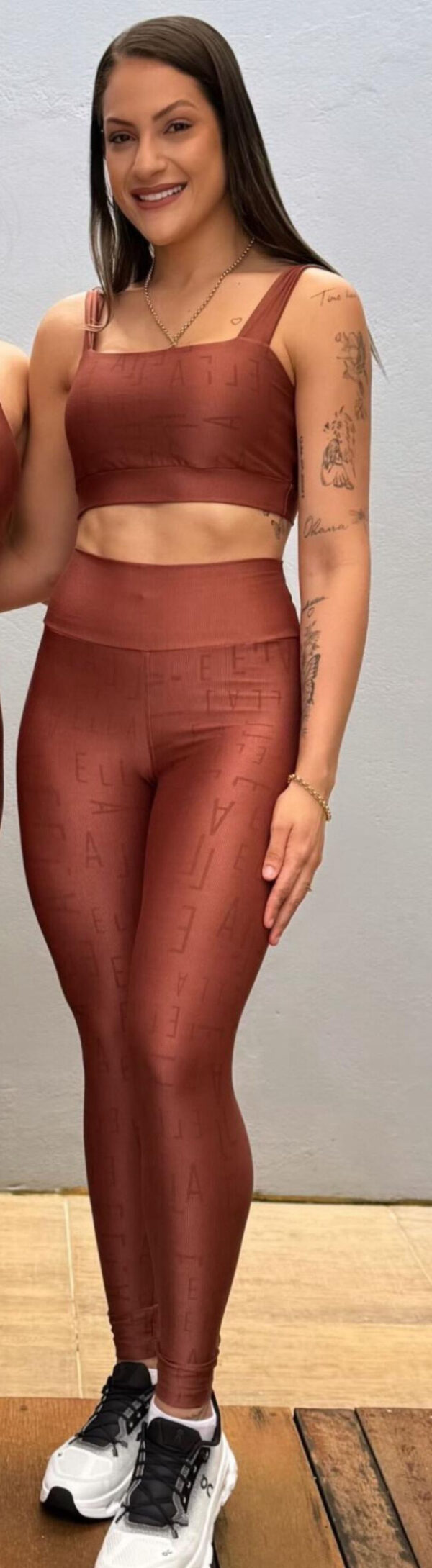 Conjunto Her Marrom Alça Grossa